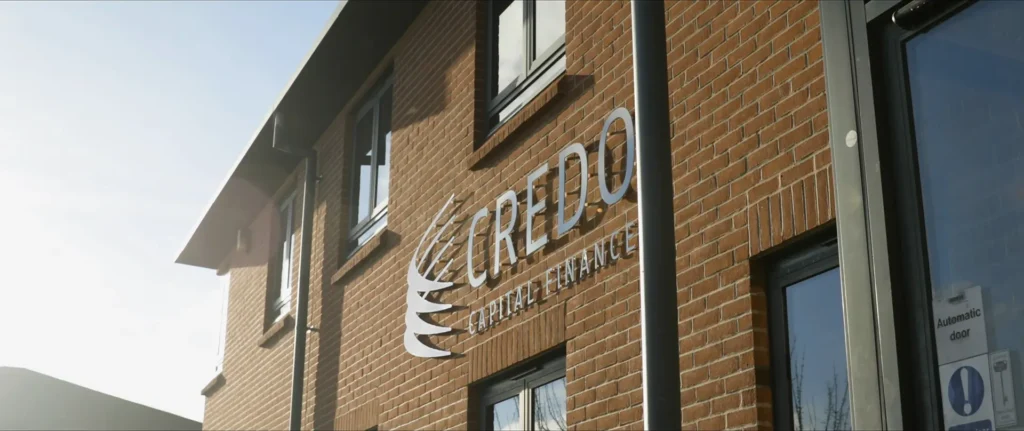 Still from the Credo Asset Finance expansion video, showing the front of the Credo office near Norwich Airport.